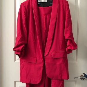 Zara Wide-Leg Pantsuit, Size S (jacket) and M (pants)